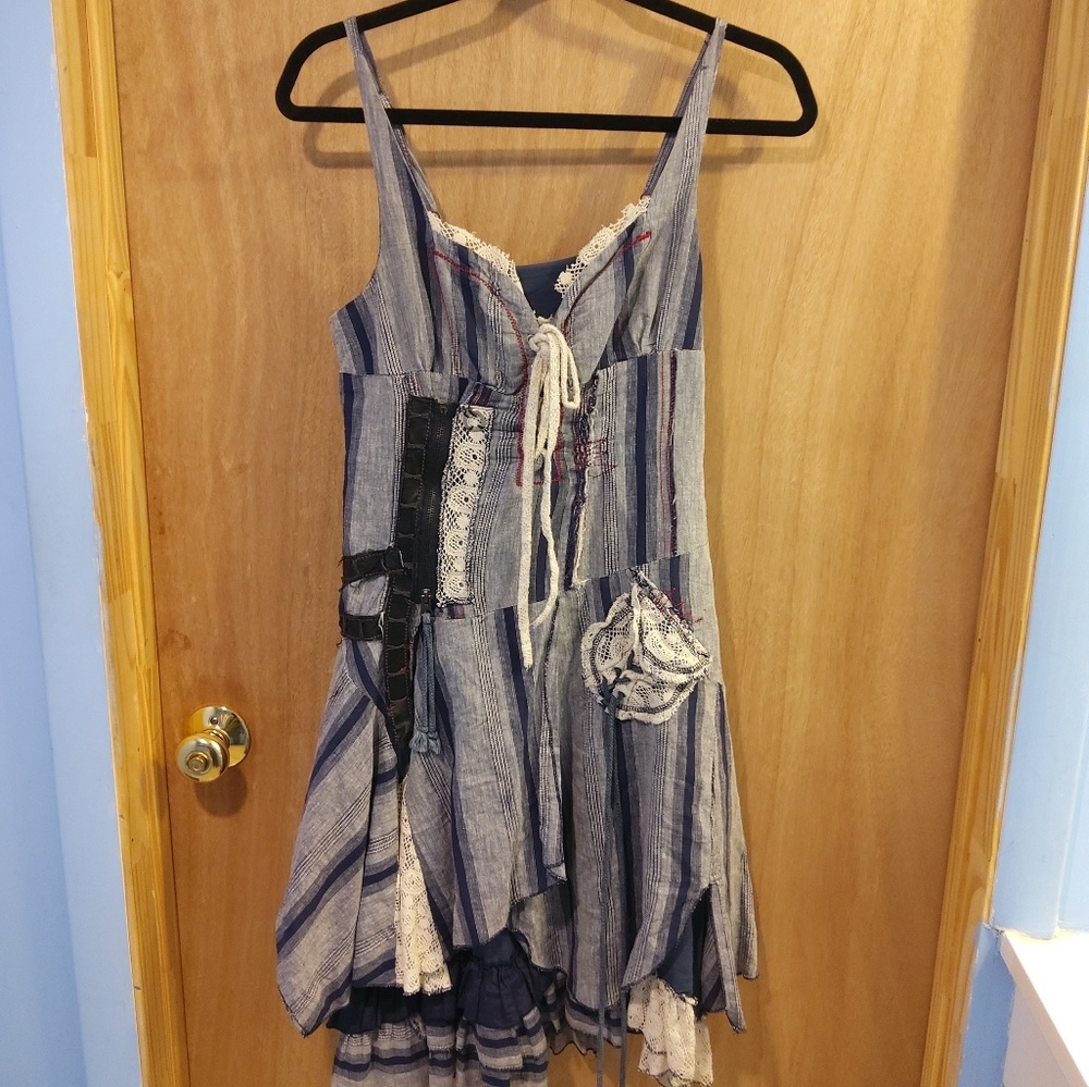 Unique Distressed Punk Alice Wonderland Dress M/L